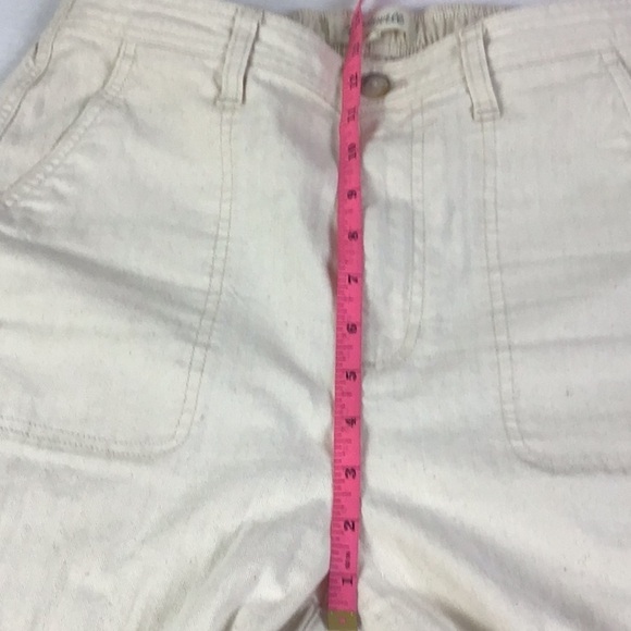 Madewell Women’s Medium Cropped Camp Pants Beige Herringbone Texture Ankle Pants - Picture 11 of 16